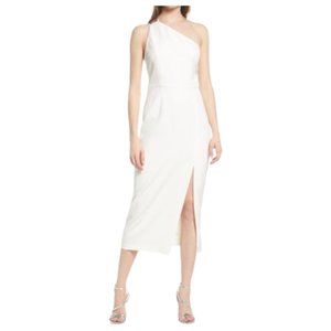 WAYF Lenore One Shoulder Dress Ivory Women's Size XXL